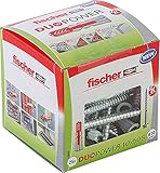 fischer DUOPOWER 10 x 50 S, Universaldübel mit Sicherheitsschraube, 2-Komponenten-Dübel, Kunststoffdübel zur Befestigung in Beton, Ziegeln, Stein, Gipskarton uvm., 25 Dübel + 25 Schraub