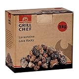 GRILLCHEF Lavasteine 3kg | Nachfüllpackung für Lavastein-Gasgrills | Gleichmäßige Wärmeverteilung & Wärmespeicherung | Zum Auffangen von herabtropfendem Fett | Steine zum Grillen | Mehrfach verwendb