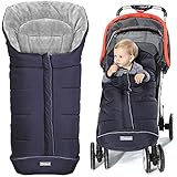 Orzbow Fußsack für Kinderwagen Buggy,Baby Fußsack Schlafsack,Babyfußsack für Babyschale,Winterfußsack mit Reißverschluss Waschbar Passend für Alle Kinderwagen (Marine,Groß)