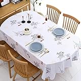 JIALIANG PVC Tischdecke Lotuseffekt Tischdeckengewichte Wasserabweisend Wachstuch Abwischbare zum Outdoor, Indoor, Garten,100x160
