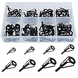 MaoXinTek Angelrute Reparatur Kit, 80 Stück Angelrutenführung Rutenringe Spinnruten Edelstahl Keramik Spitzenringe Tip Tops für Salzwasser See Wasser F