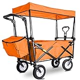 ZQW Bollerwagen Faltbar Klappbar, Klappbollerwagen Gartenwagen Mit Abnehmbarem Baldachin & Universalräder & Verstellbarer Griff Für Strandeinkäufe Bis 100kg Tragkraft (Farbe : B)