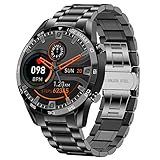 LGE Smart Watch, 1,3' Zoll Touchscreen Bluetooth Anrufen Voice Chat Fitness Tracker mit Herzfrequenz Schlafmonitor Aktivitäts Tracker IP67 wasserdichte Edelstahl Band Stopuhr für IOS