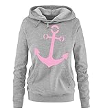 Comedy Shirts - Anker - Damen Hoodie - Grau / Rosa Gr. XXL