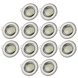 sweet-led 12er Pack,set Einbaustrahler Schwenkbar, 60SMD 280Lumen 3W LED 230V, GU10 Fassung, Einbauleuchte Deckeneinbaustrahler Einbauspot Deckeneinbauleuchte Deckenspot , (rund-chrom geb.-warmweiss)