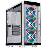 Corsair iCUE 465X RGB Mid-Tower ATX Smartes Gehäuse (Seiten und Frontscheibe aus gehärtetem Glas, 3 integrierte LL120 RGB Lüfter, vielseitige Kühloptionen) weiß