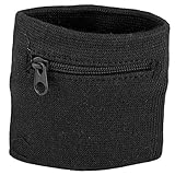 Wrist Wallet Wristband Schweißband mit Reißverschluss für Keys Money Cards Laufen Sports Radfahren Gehen(Schwatz)