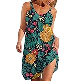 Sommerkleid Damen Lang Boho Schultern Kleider Strandkleider Für Damen Partykleid Frauen Casual Lange Partykleider Mischfarbe Drucken Tank Kleid Ärmellos Kleid Mit Schulterfreien Cocktailk