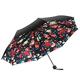 Regenschirm, tragbar, Sonnenschutz, Reisen, winddicht, dreifach faltbar, für Erwachsene, Damen, S