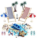 hetuioiyster Beach Vacation Chair Sonnenschirm Sand Set für 1/12 Puppenhaus Miniatur Bounce B