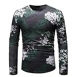 KAIXLIONLY Herren T Shirt 2022 Fitness Longsleeve Männer Casual Slim O Neck Printed Langarm T-Shirt Top Bluse Langarmshirt Muskelshirt Lange Hemden Sw