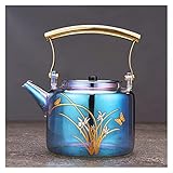 hkwshop teekanne Porzellan Farbige Glas Tee Kessel hohe temperaturbeständige Glas Tee Topf borosilikat Glas handgemacht kocher Wasser Topf Glas Tee Set 1l teekanne steingut (Color : Orchid)