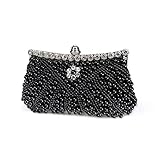 Damen Abend-Clutch, Designer-Abend-Handtasche, Handtasche für Damen, Party, Hochzeit, Clutch-Geldbörse, Schwarze Kunstperle, Einheitsgröß