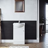 SUNXURY Badmöbel Set mit waschbecken für kleine bäder günstig 2 in 1 Design waschbecken mit unterschrank Weiß Hochglanz 455×781×370