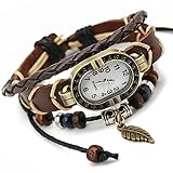 BCCDP Damen-Armbanduhr Analog Quarz mit Leder-Armband Uhr Vintage Retro Geschenke zu Weihnachten,zum Vatertag, Muttertag, Geburtstag,Geburtstagsgeschenke,C