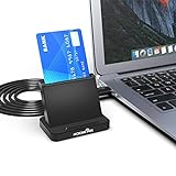USB Chipkartenleser - SmartCard Reader - Cardreader - Kartenleser Personalausweis - / Piv Card Reader / ID Kartenleser / Kreditkarten-Chipleser mit LED-Anzeige kompatibel mit Windows, Mac OS und Linux