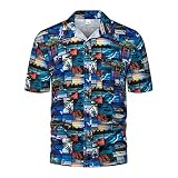 Zhiyao Herren Funky Hawaiihemd Herren Strand Beach Ananas Palmen Diverse Farben Kurzarm Hawaii Print T Shirts Männer Kurzarm Urlaub Sommer Bedruckter Strand Beilaufig Hawaii H