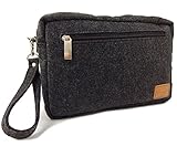 Handgelenk-Tasche Vertikal/Horizontal Herren Brieftasche Handtasche Männer-Tasche Organizer für Dokumente, Reise, Ausweis, Tablet, GoPro, Smartphone (klein horizontal mod. 07, Schwarz Meliert)