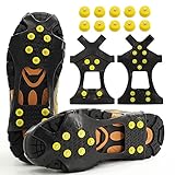 Spikes für Schuhe, Steigeisen mit 10 Spikes, Anti Rutsch Schuhspikes, Schneeketten für Schuhe, für Winter Outdoor-Sport und Bergsteigen (L: 40–44)