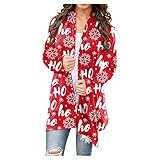 MOKBAY Damen Weihnachtsschneemann Strickjacke Offene Front Langarm Lose Flowy Saum Mantel Hoodie Damen Pullis Decken Hoodie Hoodie Mädchen Teenager Pullover D