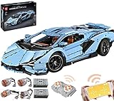 ZJLA Technic Auto Modell für Lamborghini Sportwagen, Technic Supercar Bauset 3860 Teile Kompatibel mit Lego (Blue Rc Version)