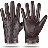 QNLYCZY Echtes Schaffell Lederhandschuhe Herren, Winter Warmes Kaschmirfutter Touchscreen SMS Fahren Motorradhandschuhe B