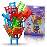 QKFON 18 STÜCKE Balancing Spielzeug Kunststoff Stühle Bunte Mini Stacking Intelligence Multiplayer Balance Spiel Kinder Spielen Spiel Lernen Spielzeug Playset für Unisex