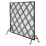 XCTLZG Kamin Funkenschutz Großes Flach Kamin Screens Netz , Schmiedeeisen Kamin Zaun Funkenschutz Mesh für Baby - Sicherheit , Rhombus Lattice Entwurf , Schwarz (Größe: 110 × 26 × 88.5cm)