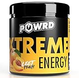 POWRD® XTREME ENERGY Leet Peach - 320g 32 Portionen – Eistee Pfirsich - Gaming Energy & Pre Workout Booster Drink Pulver - für mehr Konzentration beim Gaming, Training, Lernen oder Arb