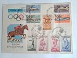 Italienische Ganzsache mit 9 Briefmarken und 4 Sonderstempeln ''Giochi XVII Olimpiade, Stadio Olympico, R