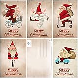 15 Lustige Weihnachtskarten/Set mit 5 witzigen Weihnachtsmann-Motiven / 5 Motive x 3 = 15 Grusskarten im A 6 Format (14,8 x 10,5 cm) im Retro/Vintage-Stil von EDITION COLIBRI (11051-55)