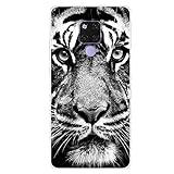 Hpory Kompatibel mit Huawei Mate 20 X Hülle, Handyhülle Huawei Mate 20 X Malerei Muster Weiche TPU Silikon Transparent Bumper Schale Kratzfest Case Cover Tasche Etui Schutzhülle - Tiger Schw