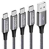 USB Typ C Kabel, RAVIAD [4Pack 0.5M 1M 2M 3M] Nylon Typ C Ladekabel und Datenkabel USB C Schnellladekabel für Samsung Galaxy S10/S9/S8+, Huawei P30/P20, Google Pixel, Sony Xperia XZ, OnePlus 6T (Grau)