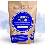 Tyrosin Kapseln vegan Hochdosiert - 240 vegane Kapseln im Beutel - 1.000mg Tyrosin pro Tagesdosierung - Ohne Zusätze - pflanzliche Herstellung - L-Tyrosin Kap