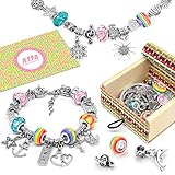 BIIB Mädchen Geschenke 5-13 Jahre, Charm Armband Kit DIY, Adventskalender 2021 Kinder Mädchen Füllung, Armbänder Selber Machen Kinder Weihnachten Geschenke für Mädchen Bastelset Kinder(3 Silber Kette)