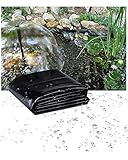 Yibcn Teichfolie Schwarz HDPE Teichfolien für Koiteiche, Flexibler Wassergarten robuste Teichfolie, 8x8m 10x10m 10x20