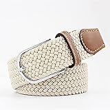 OUBALA Männer Frauen Beiläufige Gestrickte Pin Buckle Gürtel gewebt Leinwand Elastic Expandable Geflochten □ Gürtel Gurtband Straße (Belt Length : 105cm, Color : 5)