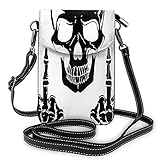 AOOEDM Totenkopf mit zwei Mittelfingern Kleine Umhängetasche für Frauen,Handy-Umhängetaschen Kartenhalter Brieftasche Geldbö