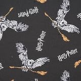 SCHÖNER LEBEN. Baumwolljersey Jersey Digitaldruck Harry Potter Hedwig Besen anthrazit weiß braun 1,5m B