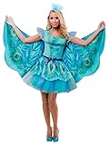 Brandsseller Damen Kostüm Verkleidung für Karneval Fasching Halloween Parties - Pfau, L/XL