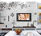 COVPAW® Wandtattoo Wandaufkleber XXL Blumen Ranke Wandsticker Wandbild Bilder Wohnzimmer Schlafzimmer Home Wand D