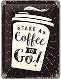 Nostalgic-Art Retro Blechschild Coffee to Go – Geschenk-Idee für Kaffee-Liebhaber, aus Metall, Vintage-Design zur Dekoration, 15 x 20