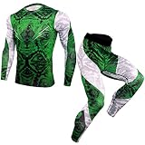 Generic Herren Sport Running Set Kompressionsshirt Langarm Oberteil Camouflage Fitness Trainingsanzug Sportswear Schnelltrocknend Laufset Sport Anzug + Kompressionshose Basic Jogginganzug