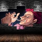 QZWXEC 5 Teilig Leinwand Bilder Kunstdruck Anime Hunter x Hunter Hisoka Modern HD Poster Panel 5 stück Lein wandbild,Wohnzimmer Büro Home Dekoration,Holzrahmen Gesamtgröße: (150x80cm)