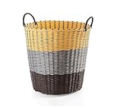 Storage baskets WTL Natürliche handgewebte PVC-Aufbewahrungskörbe mit Griffen for Kleidungsspeicher, Spielzeug-Organisator, Haustier-Spielwaren, die Wäschekorb speichern B
