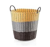 Storage baskets WTL Natürliche handgewebte PVC-Aufbewahrungskörbe mit Griffen for Kleidungsspeicher, Spielzeug-Organisator, Haustier-Spielwaren, die Wäschekorb speichern B