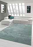 Traum Designer Teppich Moderner Teppich Wohnzimmer Teppich Kurzflor Teppich Uni hellblau meliert eisblau Größe 60x110