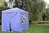 Defacto Faltpavillon Gartenzelt Partyzelt Garten Pavillon 2x2m ✔UV-Schutz 50+ ✔ Polyester-100% Wasserdicht ✔ Inkl. Seitenteile ✔ Tragetascheund Befestigung Seilen und Herringen (Grau, 4 Seitenteile)