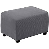 JXYQ Strick Jacquard Ottoman Überzüge, All-Inclusive Stretch Ottoman Überzug Weicher bequemer Fußhockerüberzug Hockerüberzug mit elastischem Boden Waschbarer Poufüberzug-grau-XXL