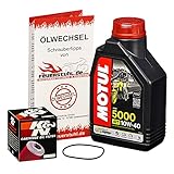 Motul 10W-40 Öl + K&N Ölfilter für Yamaha WR 125 R/X, 09-15, DE07 - Ölwechselset inkl. Motoröl, Filter, Dichtring